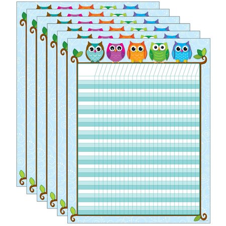 CARSON DELLOSA Colorful Owls Incentive Chart, PK6 114197